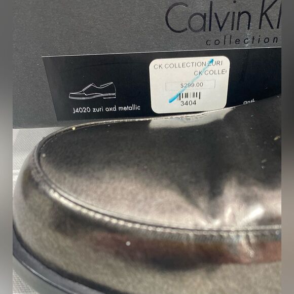 Calvin Klein Collection J4020 Metallic Anthracite Loafer Shoes Italy Size 37.5 - Picture 13 of 14